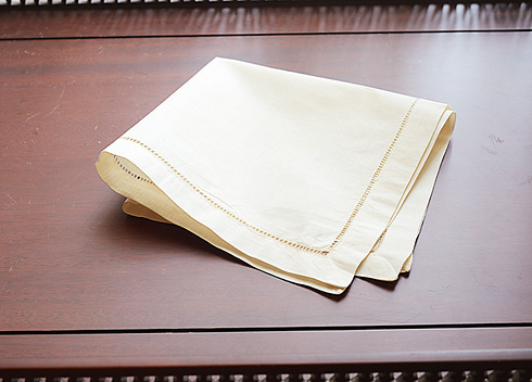 Hemstitch Handkerchief with Almond Milk colored
